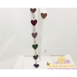 Серебряные серьги пусеты асимметрия сердца сп14403с